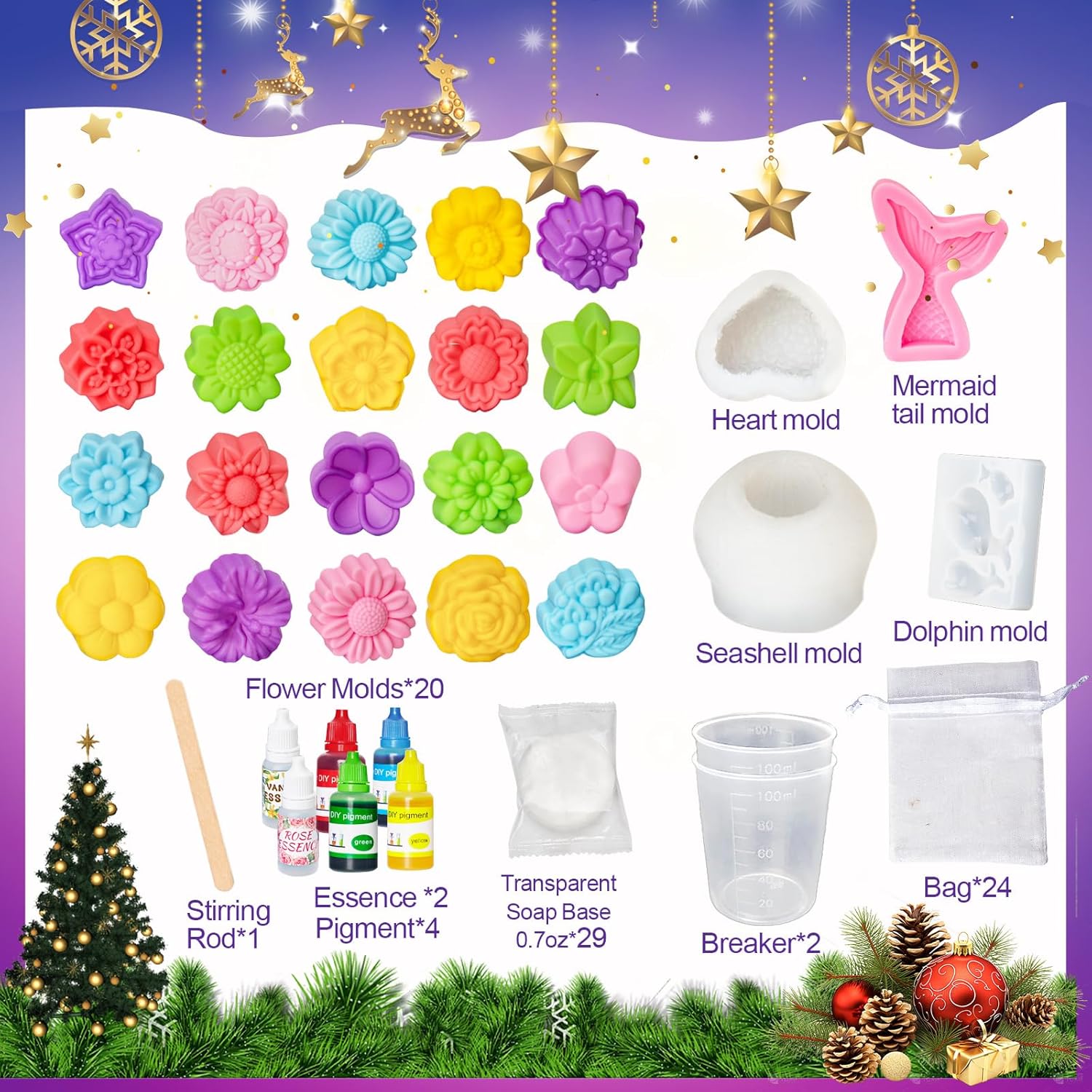 Advent Calendar 2024 Soap Making Kit for 6-14 Kids, Teen Girls, Women